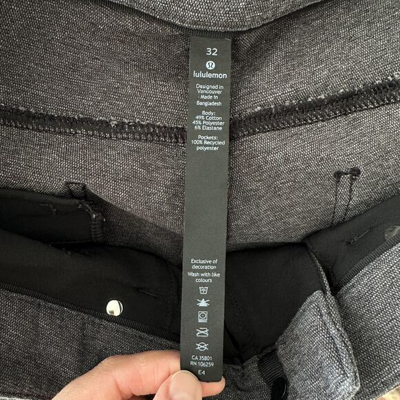 Lululemon Pants Mens 32 Gray ABC Tech Canvas Heather Slim Performance Athleisure - Picture 6 of 11